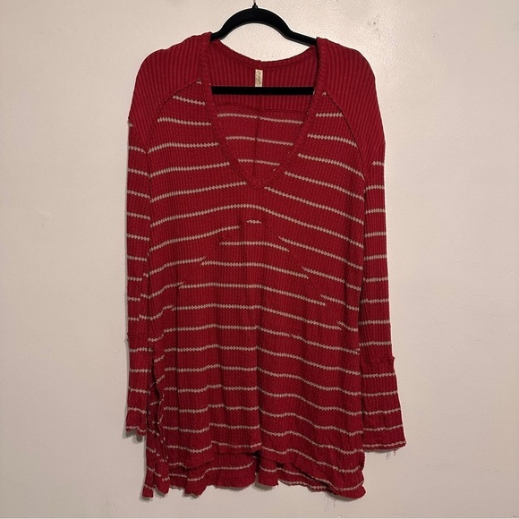 Free People Striped Sunset Park Thermal Tunic Red Size Medium - Picture 3 of 8